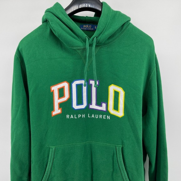 Polo Ralph Lauren Hooded Sweatshirt Pullover Mens XL Green Embroidered Spellout